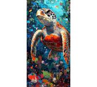Paint by Numbers for Adults Sea Turtle Paint by Numbers Kits Abstract, Hobbies for Adults Women DIY Painting Kits, Canvas Oil Painting Arts for Retro Home Wall Decor 50x100cm Without Frame A-5539C2