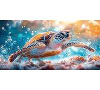 Paint by Numbers for Adults Sea Turtles DIY Paint by Number Hawksbill Painting by Numbers for Beginners, Acrylic Canvas Painting Art Crafts for Adults, Wall Home Decor, Gifts 20X40CM (Without Frame)