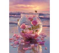 Paint by Numbers for Adults Seawave Rose,Paint by Numbers Canvas Kits,DIY Oil Painting Kits with Brushes Acrylic Pigment Drawing Paintwork for Home Decor 60x75cm(Frameless)