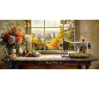 Paint by Numbers for Adults, Sewing Machine Painting by Number Kits On Canvas, Adults Beginners DIY Acrylic Oil Craft Art Painting Kits with Brushes Gifts for Home Wall Decor (16x32inch/40x80cm) w-230