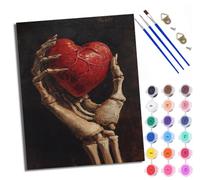 Paint by Numbers for Adults Skeleton Holding a red Heart Painting by Numbers for Adults DIY Canvas Kits Crafts Kits for Relax and De-Stress Gift Home Decoration with Frame
