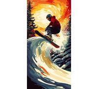 Paint by Numbers for Adults Ski Paint by Numbers Kits Sunset, Hobbies for Adults Women DIY Painting Kits, Canvas Oil Painting Arts with Accessories for Home Wall Decor 60x120cm Without Frame W-2912Y4