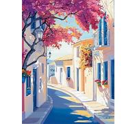 Paint by Numbers for Adults Small Town Cherry Blossoms, Full Set DIY Hobby Craft Kits, with Paints and Brushes, Painting by Numbers for Beginners, Frameless Painting by Number Kits 80x100cm m5g-564