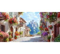 Paint by Numbers for Adults, Small Town Scenery Painting by Number Kits On Canvas, Adults Beginners DIY Acrylic Oil Craft Art Painting Kits with Brushes for Home Wall Decor (20x40inch/50x100cm) w-854
