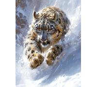 Paint by Numbers for Adults Snow Leopard Paint by Numbers for Children Winter, Hobbies for Adults Women DIY Canvas Oil Paintings Kits Arts With Accessories Home Wall Decor 12x16in Without Frame D-1X99