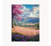 Paint by Numbers for Adults, Snow Mountain Painting by Numbers for Adults, Craft Kits for Kids with Flower Color Canvas for Painting 24 x 32in Acrylic Paint and Brush for Living Room Decor FYH-3128