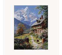 Paint by Numbers for Adults, Snow Mountain Painting by Numbers for Adults, Craft Kits for Kids with Landscape Color Canvas for Painting 16x22Inch Acrylic Paint and Brush for Living Room Decor FYH-3053