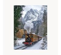 Paint by Numbers for Adults, Snow Mountain Painting by Numbers for Adults, Craft Kits for Kids with Train Color Canvas for Painting 12x16In Acrylic Paint and Brush for Living Room Decor FYH-3344