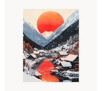 Paint by Numbers for Adults, Snow Scene Painting by Numbers for Adults, Craft Kits for Kids with Small Town Color Canvas for Painting 12 x 16in Acrylic Paint and Brush for Living Room Decor FYH-4772