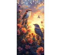 Paint by Numbers for Adults Sparrow Paint by Numbers Kits Peony DIY Canvas Oil Painting Kit for Kids or Beginner with 3 - Brushes and Acrylic, Art and Craft for Adults 70X100cm Without Frame P0-305