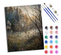 Paint by Numbers for Adults Spider Web in The Forest Painting by Numbers for Adults DIY Canvas Kits Crafts Kits for Relax and De-Stress Gift Home Decoration with Frame