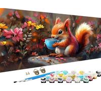 Paint by Numbers for Adults Squirrel, Adult Paint by Numbers Canvas Kits, Cup Painting by Number for Kids, DIY Adult Crafts Hand Painted Oil Painting Kit for Halloween Room Decor, 36x71 inch Z-886