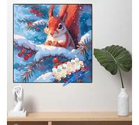 Paint by Numbers for Adults Squirrel Paint by Numbers for Children Fruit Canvas Oil Painting Kit for Beginner with Paint brushes Acrylic Pigment Drawing Paintwork,Decor Gifts(24x24in,60x60cm)YL818