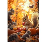 Paint by Numbers for Adults Squirrel Paint by Numbers Maple Leaf, Clear Symbols Colored Canvas, Acrylic Pigment Drawing, DIY Adult Crafts Paintings Kits, Gifts for Women (Without Frame) 40x50cm Q1-141