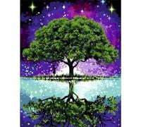 Paint by Numbers for Adults,Starlight Tree Reflection DIY Hand Painted Canvas Oil Painting Kit for Beginners,with Brushes and Acrylic Pigment paint by numbers for Home Wall Decor 50x65cm,with Framed