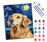 Paint by Numbers for Adults Starry Sky Golden Retriever Painting by Numbers for Adults DIY Canvas Kits Crafts Kits for Relax and De-Stress Gift Home Decoration with Frame