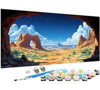 Paint by Numbers for Adults Starry Sky Paint by Numbers Cave DIY Color Canvas Oil Paintings Creative Hobbies for Adults Kits with Brushes Acrylic Paint Home Decor Gifts, 28x56 Inch No Frame J3-313