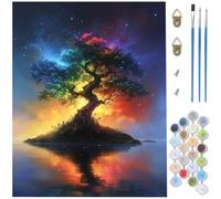 Paint by Numbers for Adults,Starry Sky Paint by Numbers,DIY Tree Canvas Oil Painting Kit for Kids or Beginner with 3 Brushes Acrylic Pigment for Room Decor Gifts for Women,Without Frame 35x50cm D1-167