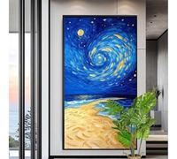 Paint by Numbers for Adults Starry Sky,Paint by Numbers for Children Beach,DIY Color Canvas Oil Painting Kits Beginners with Brushes Acrylic,Drawing Paintwork Hobbies for Adults Women 20x40in XYY-1908