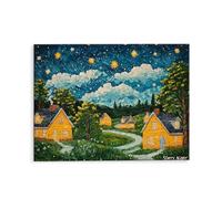 Paint by Numbers for Adults, Starry Sky Town Painting by Number Kits On Canvas, Beginner Craft Art DIY Oil Painting Kit Acrylic Pigment Drawing Paintwork for Home Wall Decor (60x80 cm, Frameless) R979