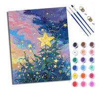 Paint by Numbers for Adults Stars Simple and Beautiful Painting by Numbers for Adults DIY Canvas Kits Crafts Kits for Relax and De-Stress Gift Home Decoration with Frame