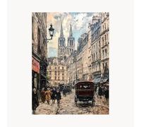 Paint by Numbers for Adults, Street Painting by Numbers for Adults, Craft Kits for Kids with City Color Canvas for Painting 12 x 16 in Acrylic Paint and Brush, Wall Art for Living Room Decor FYH-4784