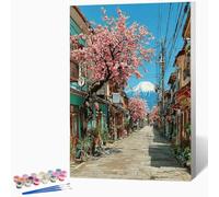 Paint by Numbers for Adults Street Painting by Numbers for Adults Landscape, Craft Art Painting Canvas Kits Bring Pigment and Brushes, Gifts for Women, Room Decor 12x16in (Without Frame) -LKF079327