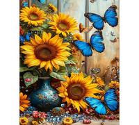 Paint by Numbers for Adults Sunflower - Butterfly Adult Paint by Numbers Kits for Beginner, Flower DIY Acrylic Oil Adult Painting by Number Canvas Kits, Perfect for Home Wall Decor 16X20 Inch