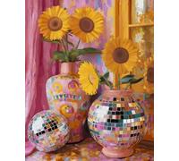 Paint by Numbers for Adults, Sunflower Disco Painting Kits, 16 x 20 Inch | DIY Acrylic Painting Craft for Beginners, Relaxing Stress Relief Craft, Sunflower Wall Decor, Disco Home Decor, Gift Idea