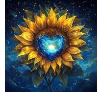 Paint by Numbers for Adults Sunflower Paint by Numbers Love Pattern Design, Acrylic Paintngs On Clear Symbols Colored Canvas, Easy DIY Acrylic Pigment Drawing Paintwork for Home Wall Decor, 90X90CM