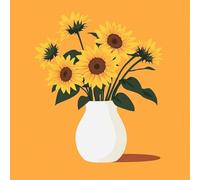 Paint by Numbers for Adults Sunflower Paint by Numbers Orange Color Pattern Design, Acrylic Paintngs On Clear Symbols Colored Canvas, Easy DIY Acrylic Pigment Drawing Paintwork for Home Decor, 60X60CM