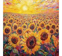 Paint by Numbers for Adults Sunflower Paint by Numbers Plant Pattern Design, Acrylic Paintngs On Clear Symbols Colored Canvas, Easy DIY Acrylic Pigment Drawing Paintwork for Home Wall Decor, 60X60CM