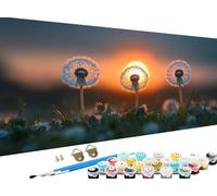 Paint by Numbers for Adults Sunset,Adult Paint by Numbers Canvas Kits,Dandelion Painting by Number for Kids,DIY Adult Crafts Hand Painted Oil Painting Kit for Halloween Room Decor,12x24 inch Z-874