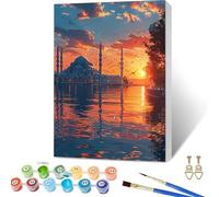 Paint by Numbers for Adults Sunset, Architecture Paint by Numbers Kits with Frame, DIY Arts and Crafts for Beginners Oil Paintings with Brushes and Acrylic, for Room Decor, Gifts, 40x54in U-5028