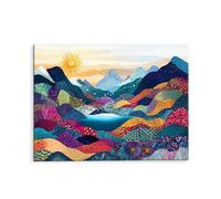 Paint by Numbers for Adults, Sunset Mountains Rivers Painting by Number Kits, Beginner Craft Art DIY Oil Painting Kit Acrylic Pigment Drawing Paintwork for Home Wall Decor (35x50 cm, Frameless) R-602