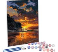 Paint by Numbers for Adults, Sunset Ocean Painting by Number Kits On Canvas, Adults Beginners DIY Acrylic Oil Craft Art Painting Kits with Brushes Gifts for Home Wall Decor 40x53in PjY1495 B-T