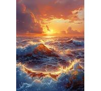 Paint by Numbers for Adults Sunset, Ocean Waves Paint by Numbers Kits, DIY Color Oil Painting Adult Crafts, Painting Kits with Brushes and Acrylic, for Home Wall Decor, Gifts for Women, 36x48in 4-1954