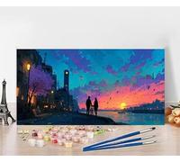 Paint by Numbers for Adults Sunset Paint by Numbers Kits River, DIY Hobbies for Adults Women Painting Kits, Canvas Oil Painting Arts with Accessories for Home Wall Decor Without Frame 40x80cm A-F644