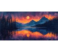 Paint by Numbers for Adults Sunset Paint by Numbers Snow Mountain DIY Canvas Oil Painting for Kids or Beginner with Paint Brushes Acrylic Pigment, Home Room Decor 40x80in/100x200cm Without Frame F1-15