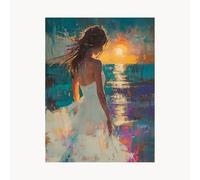 Paint by Numbers for Adults, Sunset Painting by Numbers for Adults, Craft Kits for Kids with Woman Color Canvas for Painting 20 x 28 Inch Acrylic Paint and Brush for Living Room Decor Gifts FYH-2895