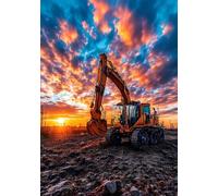 Paint by Numbers for Adults Sunset Painting by Numbers Kits on Canvas, Engineering Vehicles DIY Color Oil Painting Acrylic Paints, Hobbies for Adults Women Home Wall Decor 24x32inch/60x80 cm X-2596
