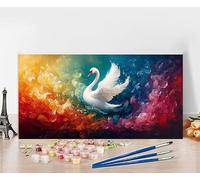 Paint by Numbers for Adults Swan Paint by Numbers Kits Abstract, DIY Hobbies for Adults Women Painting Kits, Colorful Canvas Oil Painting Arts for Home Wall Decor Crafts Without Frame 30X60cm T-9238