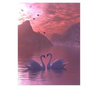 Paint by Numbers for Adults, Swan Painting by Numbers Canvas for Children Wall Art Supplies 38x28 in, DIY Landscape Colorful Canvas Painting Adult Crafts for Room Decor, Gifts for Women LSJ-0055