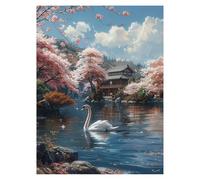 Paint by Numbers for Adults, Swan Painting by Numbers Landscape 24x32 in, DIY Hobbies for Adults Women, Painting on Canvas Using Acrylic Paint and Brushes, Wall Art Set for Room Decor Gifts LSJ1390