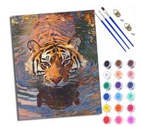 Paint by Numbers for Adults Swimming Tiger Painting by Numbers for Adults DIY Canvas Kits Crafts Kits for Relax and De-Stress Gift Home Decoration with Frame