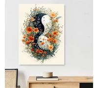 Paint by Numbers for Adults Tai Chi, Flower Paint by Numbers for Adults with Frame 12x16inch Canvas, DIY Oil Paintings Kit with Paints and 3 Size Brushes for Home Room Decor, Gifts for Women,Model595
