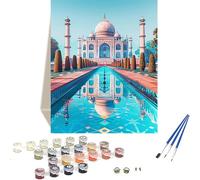 Paint by Numbers for Adults Taj Mahal, Paint by Numbers Landscape Paint by Numbers for Children with Acrylic Pigment, Easy DIY Oil Painting Kits on Canvas for Gifts Decor - (16x24 inch) Frameless G-2