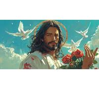 Paint by Numbers for Adults, The White Dove Of Jesus Painting by Number Kits On Canvas, Beginners DIY Acrylic Oil Craft Art Painting Kits with Brushes for Home Wall Decor (40x80inch/100x200cm) w-887