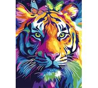 Paint by Numbers for Adults Tiger Butterfly Paint by Numbers, DIY Painting by Number Kits On Canvas with Acrylic Paints and Brushes Unframed, Creative Home Wall Decor, Gifts for Women 12x16in YT6-222