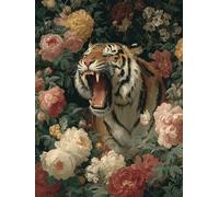 Paint by Numbers for Adults Tiger, Flower Easy Paint by Numbers Kits for Beginners, DIY Painting Kits with Brushes and Acrylic, Color Oil Painting Adult Crafts, for Room Decor, Gifts, 20x28in N-3399
